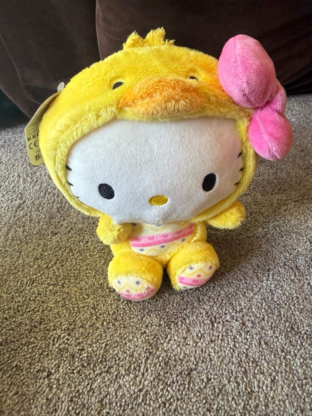 Sanrio Hello Kitty Plush in Yellow Chick Outfit with Pink Bow